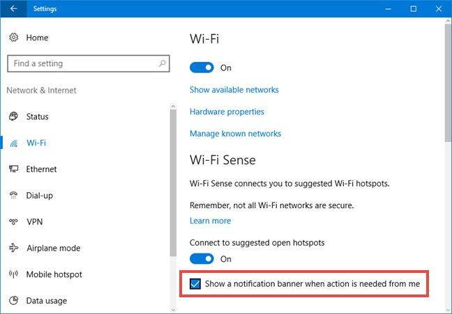 Modificarea setarilor de confidentialitate si Wi-Fi Sense